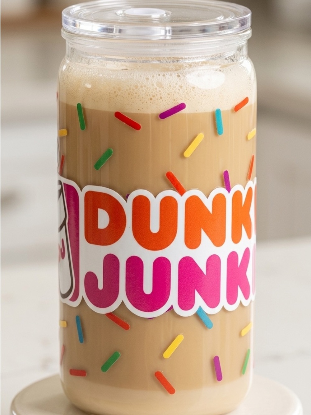 Dunkie Junkie Sprinkles Tumbler - Pink & Orange Logo - 16oz